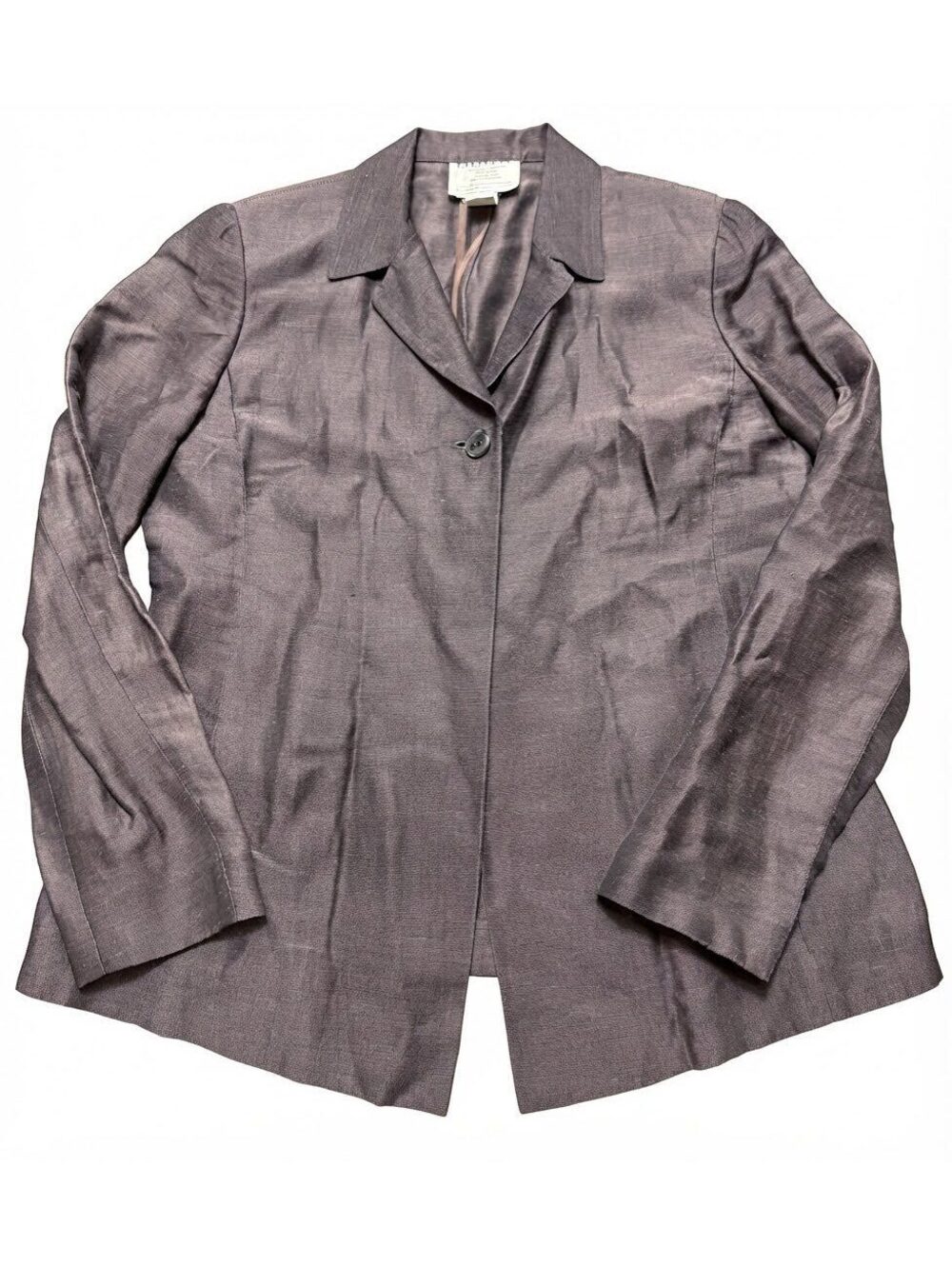 Emanuel Ungaro Petite Silk Linen Blazer Jacket Size 8 Purple Gray Single Button